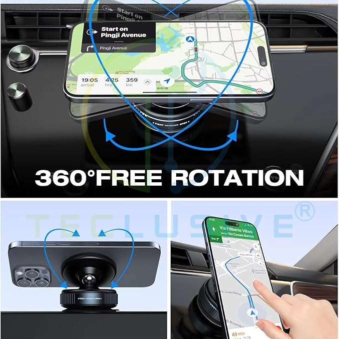 Smart Magnetic Mobile Phone Holder 360 Degree Rotatable with Reusable Super Strong Vacuum Suction For Car Bike Home Office All Surface Compatible with iPhone 16 15 14 & All Smartphones