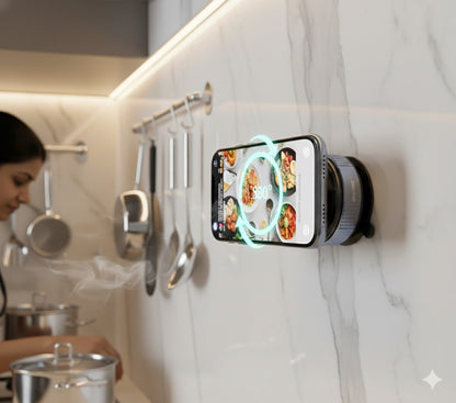 Super Soft Glace Cotton King Size 360° Vaccum Magnetic Phones Holder, Magnetic Car Phone Mount, Hands-Free Suction Cup Phones Holder for Car/Gym/Mirror/Shower, Car Mount Compatible with All Mobile